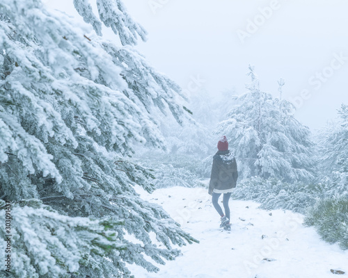 Woman in the mountains