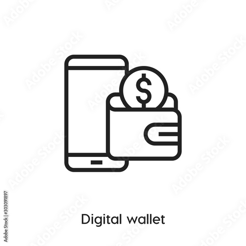 digital wallet icon. digital wallet vector symbol. Linear style sign for mobile concept and web design. digital wallet symbol illustration. Pixel vector graphics - Vector	