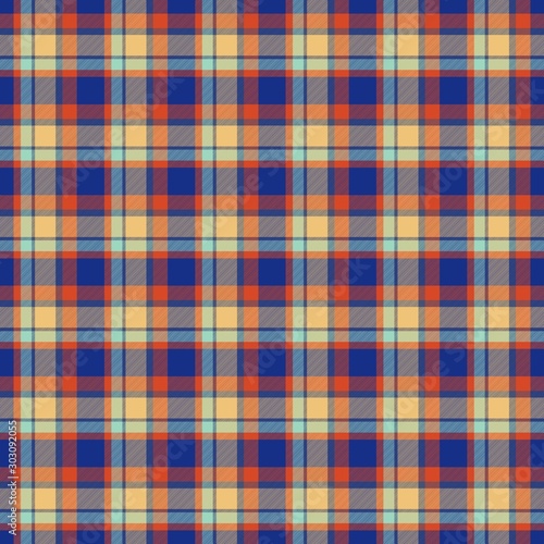 Checkeered blue checker tartan seamless endless pattern