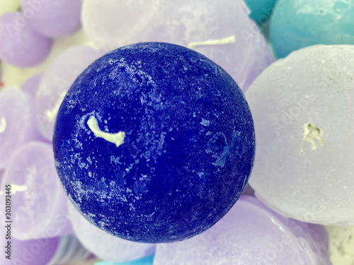 blue candles for sale in a supermarket photo