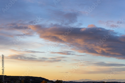 beautiful sky at sunrise in the south of France