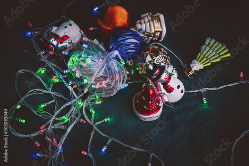 Christmas and New Year decorations and garlands