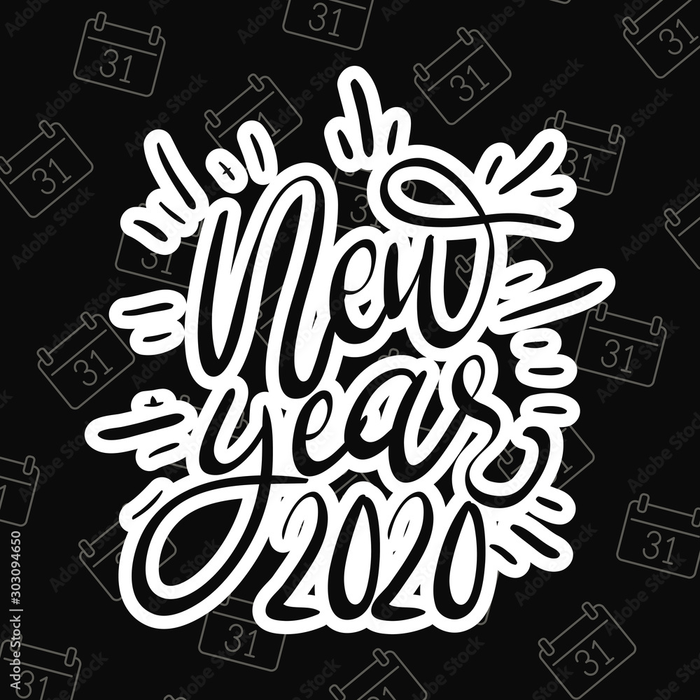 Obraz premium happy new year 2020 lettering celebration