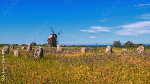 Viking stone ship burial in Oland island, Gettlinge, Sweden