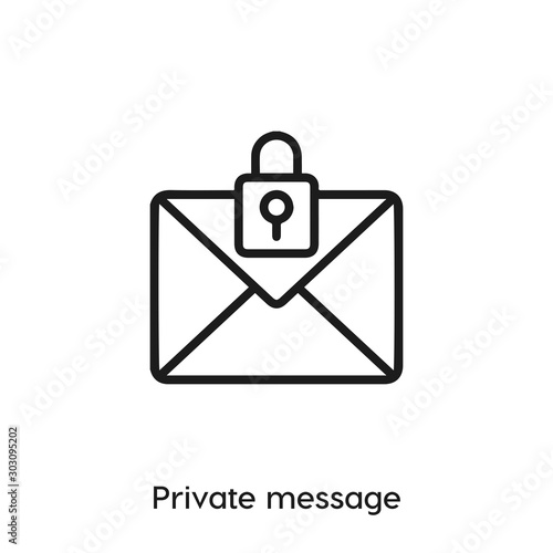 secured message icon. secured message vector symbol. Linear style sign for mobile concept and web design. private message symbol illustration. Pixel vector graphics - Vector	