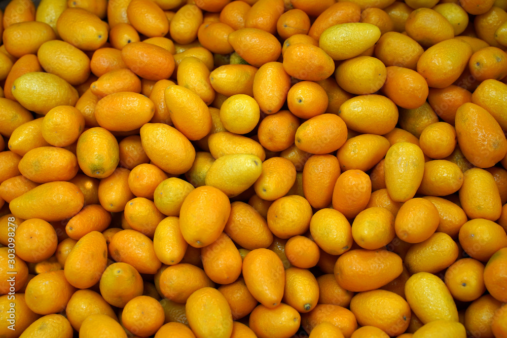 Ripe natural kumquats for food textures