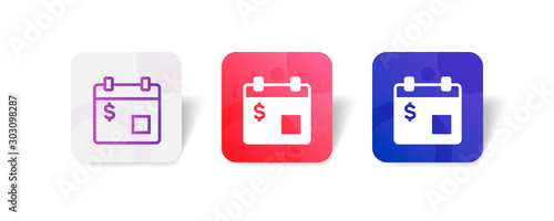 debt calendar due date round icon in smooth gradient background button