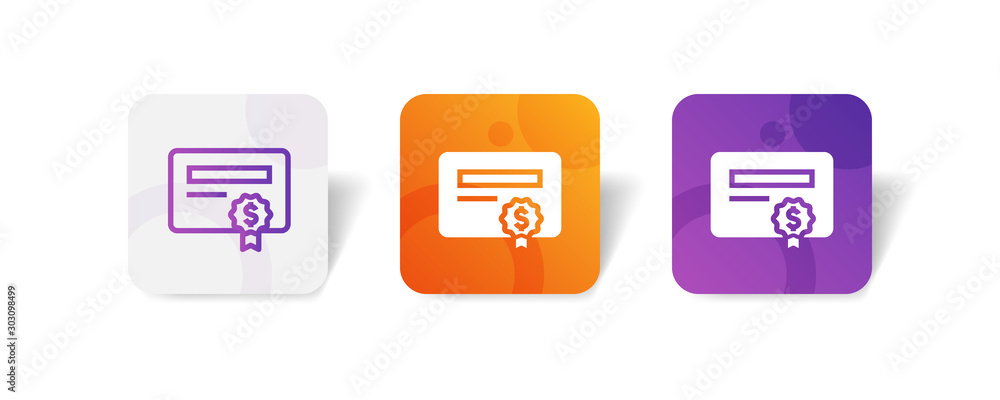 bank certificate round icon in smooth gradient background button