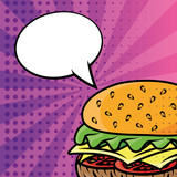 hamburger fast food pop art style