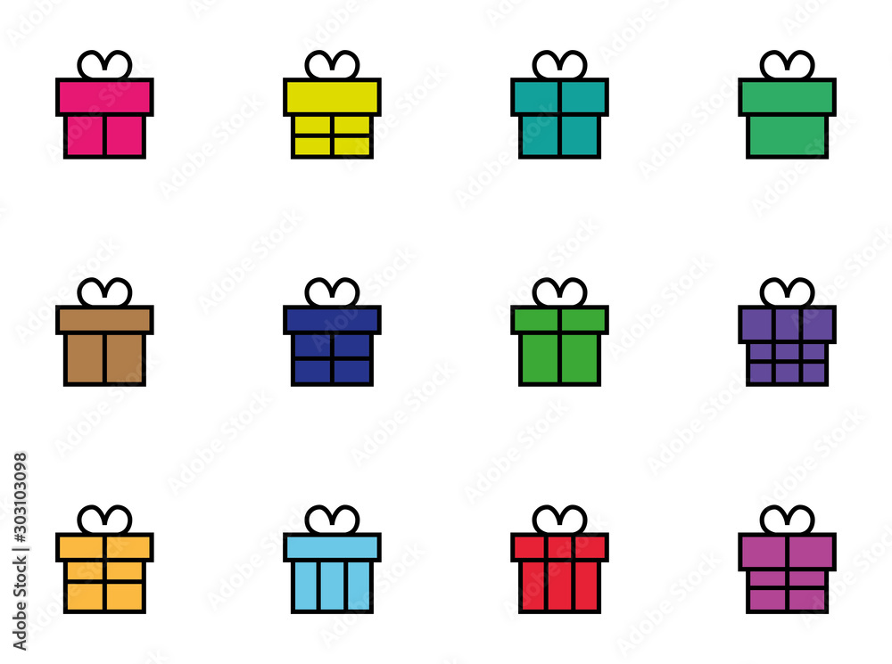 Simple set of gift related vector icons. Contains icons such as New Year and Christmas ribbon box. on white background, editable bar 48x48 Pixel Perfect Simple set of gift related vector icons. Contains icons such as New Year and Christmas ribbon box. on white background, editable bar 48x48 Pixel Perfect