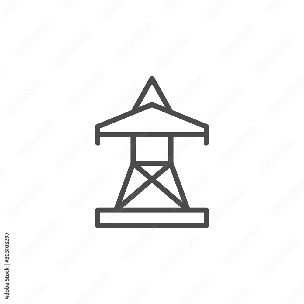 Electric pylon line outline icon