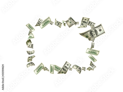 Dollar sign. American money. Cash background, us bill. Money falling.