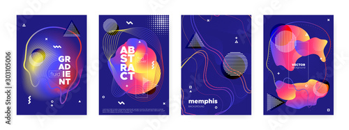 Fluid Memphis Background. Modern Hipster Banner. 