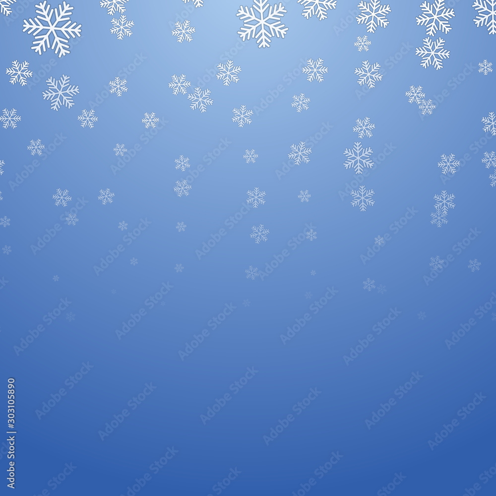 Christmas Blue Background with Snowflakes