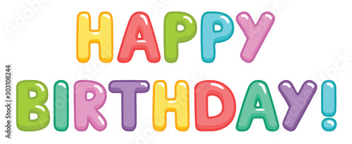 text Happy New Year. Inscription from color letters. Vector illustration isolated on the white background.