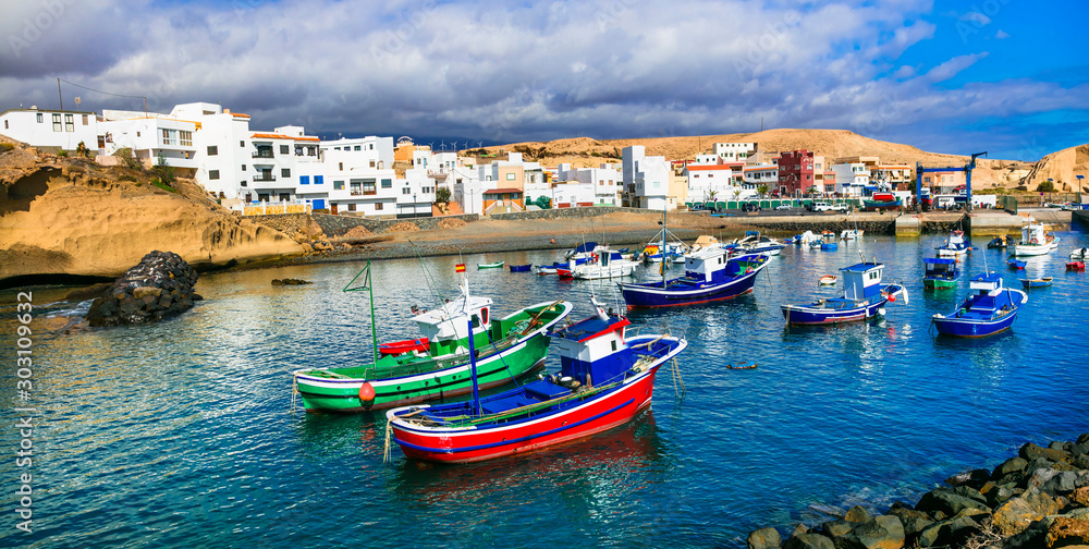 Traditional fishing village in Tenerife island - picturesque San Miguel de Tajao. Canarian islands of Spain - obrazy, fototapety, plakaty 