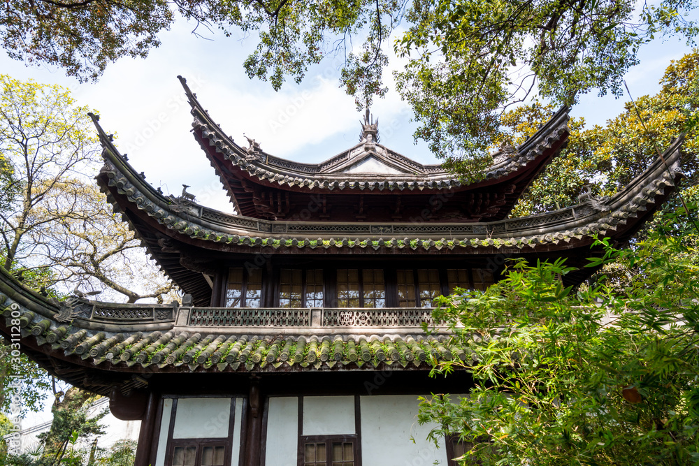 Chinese wooden traditional buildings inside of the Tianyige Library which is also called Building of Treasured Books, built in Ming Dynasty, the earliest private library still in existence in China. Chinese wooden traditional buildings inside of the Tianyige Library which is also called Building of Treasured Books, built in Ming Dynasty, the earliest private library still in existence in China.