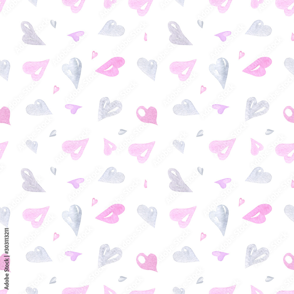 Seamless pattern, Valentine's day, hearts, sweets, gifts