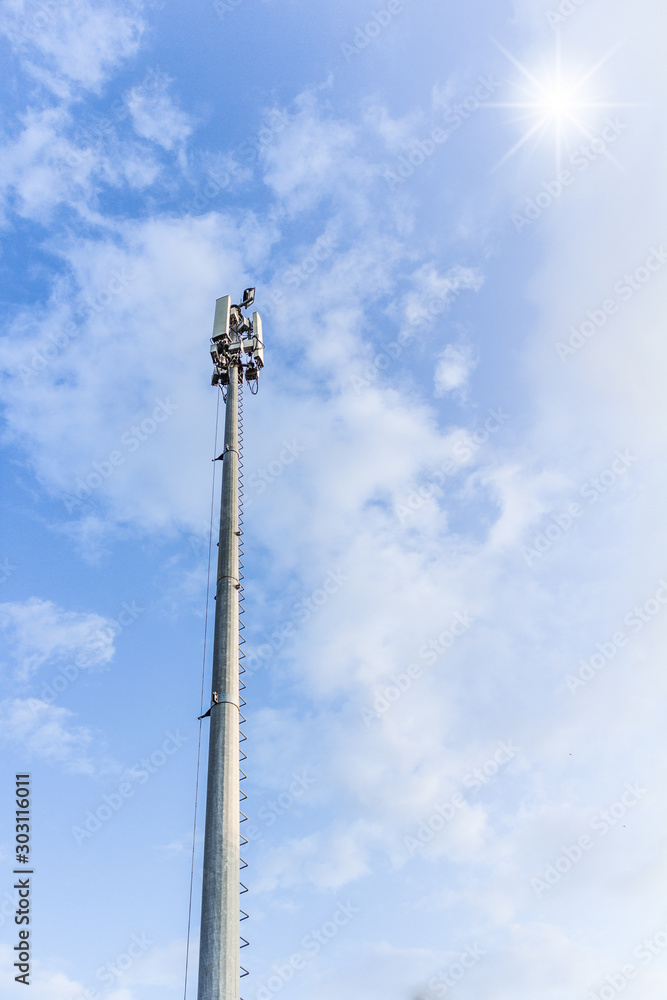 Telecommunication tower and beautiful sky background