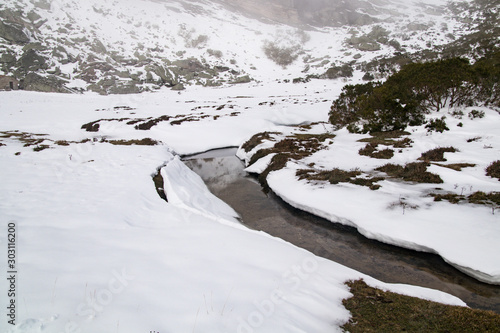 Stream in a snowy landscape