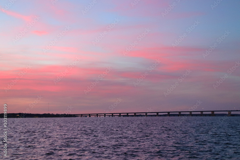 Fototapeta premium Sunset views from a pier on the Choptank River