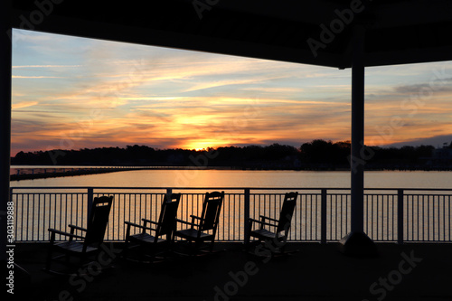 Sunrise views from a pier on the Choptank River photo