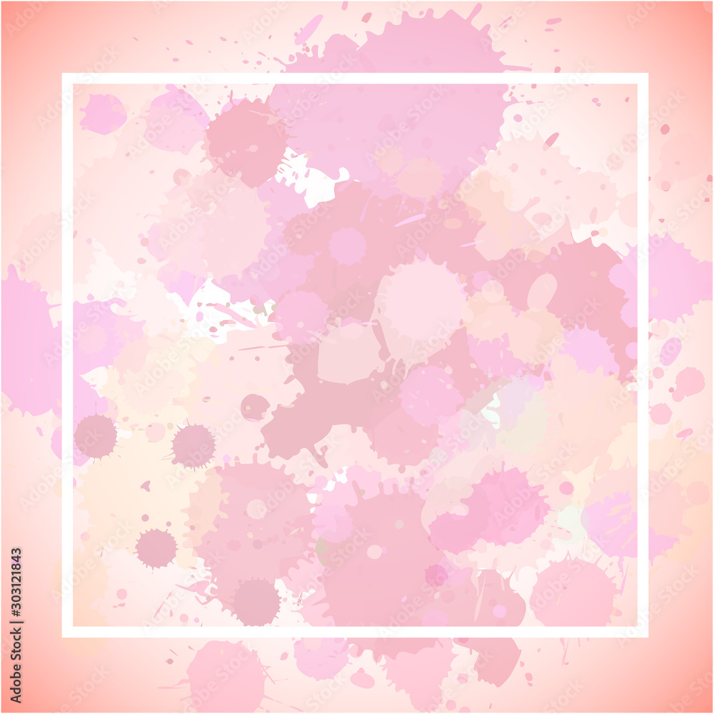 Frame template design with pink splashes