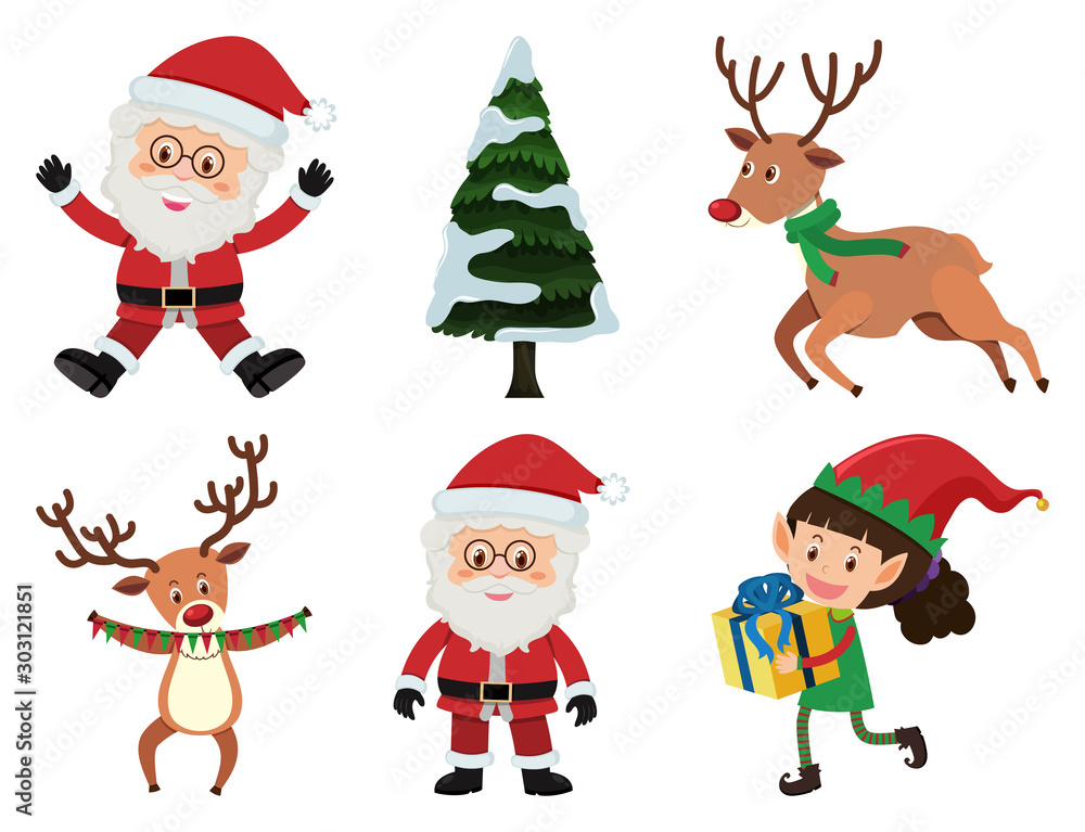 Christmas set with Santa and reindeer Christmas set with Santa and reindeer