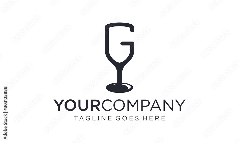 Wine glass icon G letter on logo designs Wine glass icon G letter on logo designs