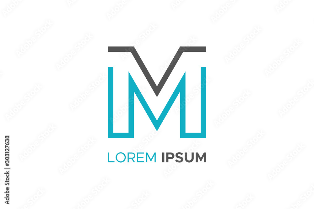 Simple Flat Line Letter M Logo Concept Design Template Element. Vector Illustration. Simple Flat Line Letter M Logo Concept Design Template Element. Vector Illustration.