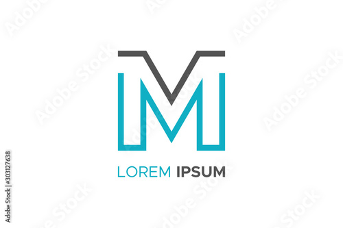 Simple Flat Line Letter M Logo Concept Design Template Element. Vector Illustration.