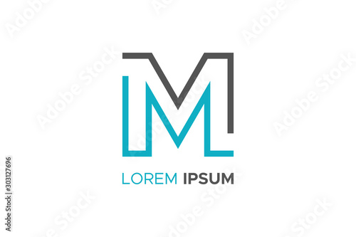 Free Download Simple Flat Line Letter M Logo Concept Design Template Element. Vector Illustration. - GFXLoad