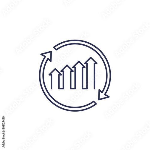 continuous growth icon, line vector on white photo