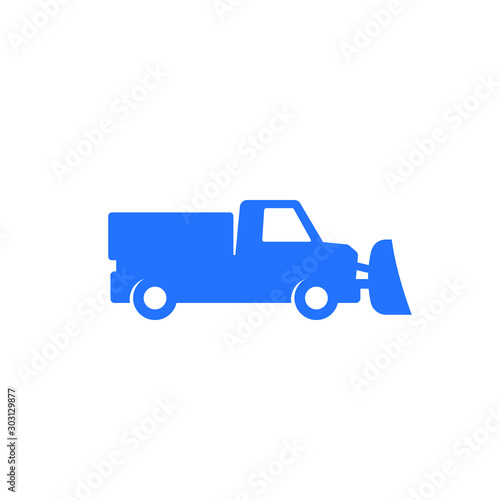 snowplow truck icon on white, vector