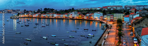 Panoramic View of Fishing Town by Night Mugardos La Coruña Galicia photo