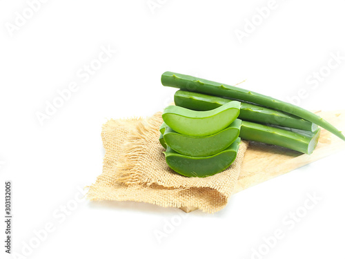 Aloe Vera slices isolated on white background