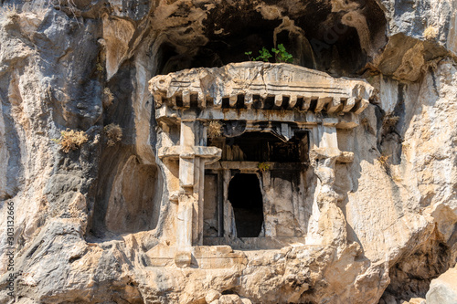 Burial tomb of an important person possible ancient king in Pinara, Turkey. photo