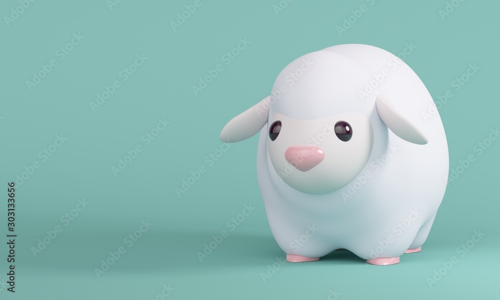 White sheep on a turquoise background. 3d rendering White sheep on a turquoise background. 3d rendering