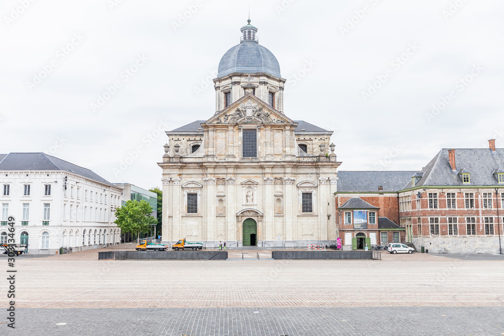 GHENT, BELGIUM - JULY 10, 2019: Onze-Lieve-Vrouw Sint Pieterskerk, view from Sint Pietersplein street, Ghent, Belgium.