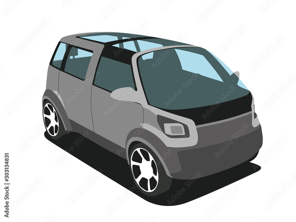Obraz premium Minivan grey realistic vector illustration isolated