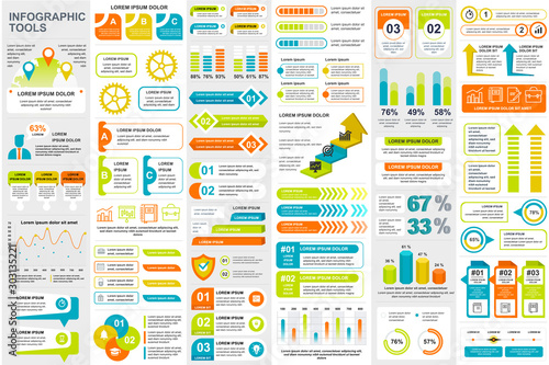 Bundle infographic elements data visualization vector design template. Can be used for steps, business processes, workflow, diagram, flowchart concept, timeline, marketing icons, info graphics.