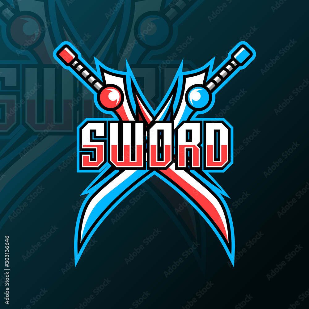 Professional Fighter Esports Logo Template with Sword for Game