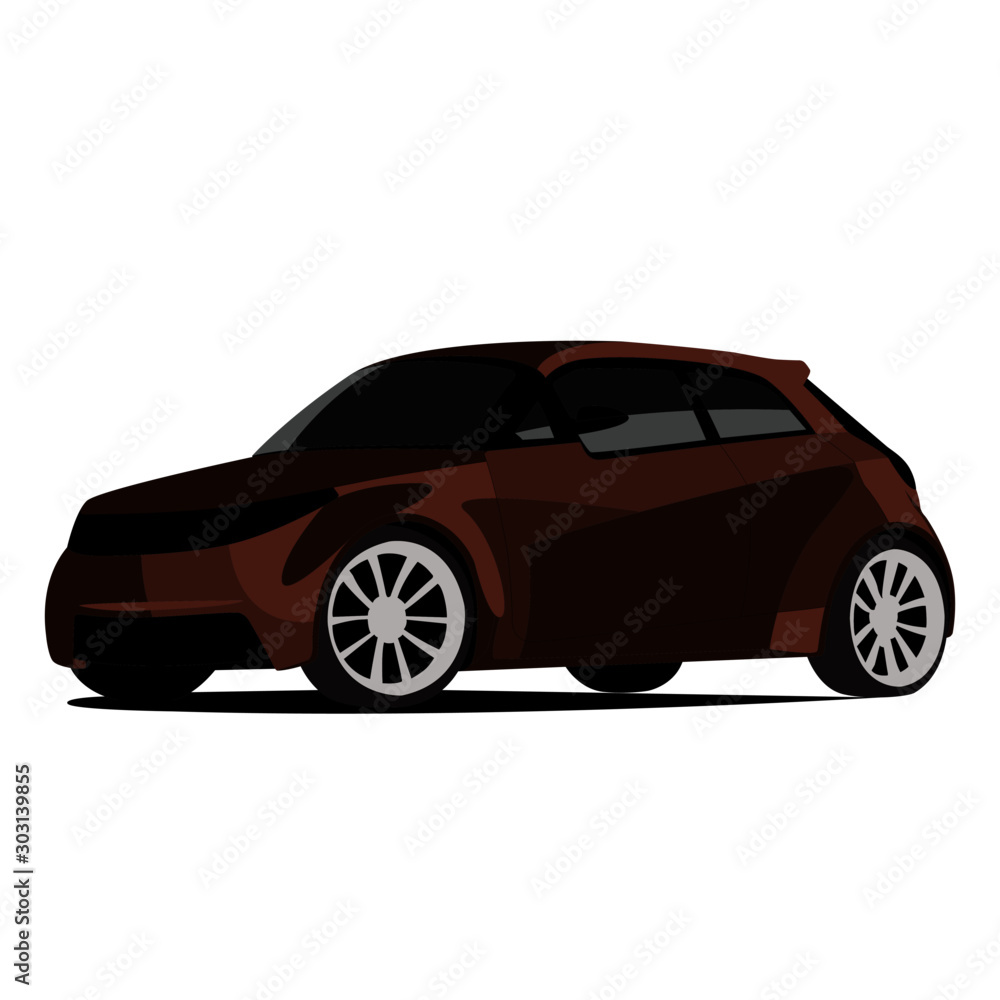 Hatchback brown realistic vector illustration isolated