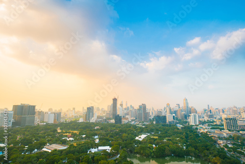 City public Lumpini park colorful sky with cloud sunset dawn © themorningglory