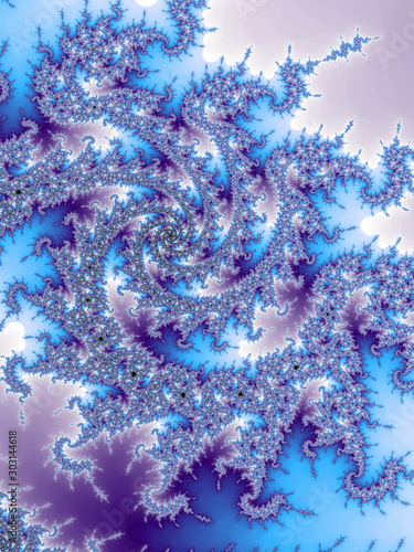 Blue and violet fractal spiral, digital artwork for creative graphic design