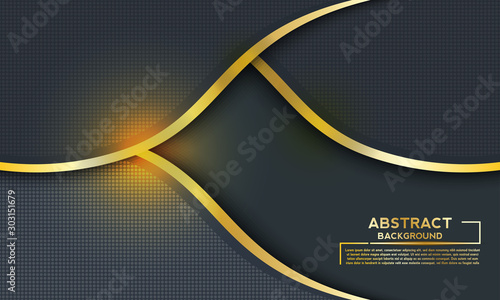 Background of Modern Dark technology with Shining, luxurious backgrounds with lines of Gold & Luster - Vector