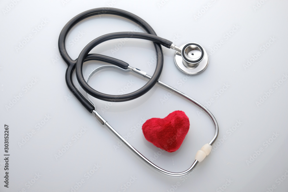 Red heart with stethoscope : Medical Concept Red heart with stethoscope : Medical Concept