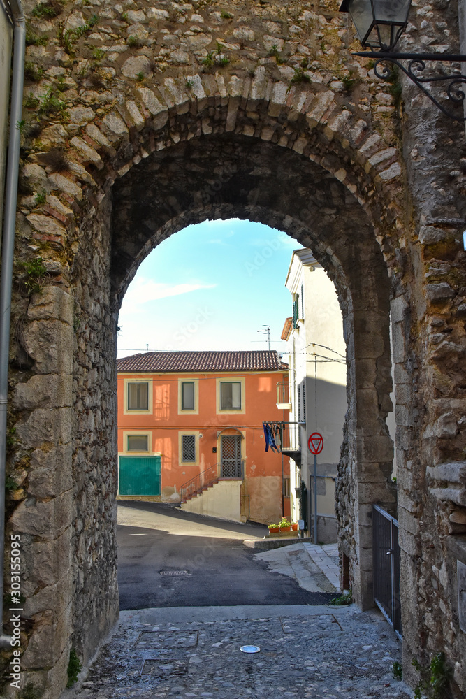 Buccino, Italy, 01/18/2018. A tourist trip to a medieval town