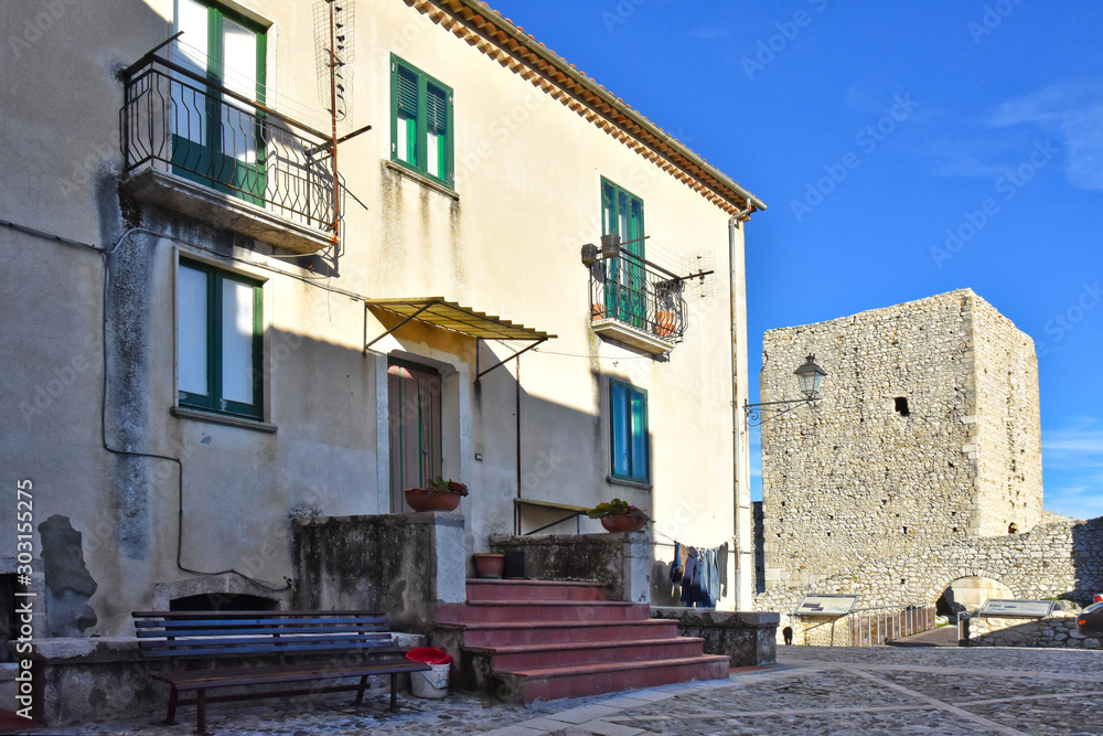 Fototapeta premium Buccino, Italy, 01/18/2018. A tourist trip to a medieval town