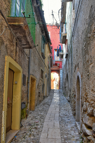 Buccino  Italy  01 18 2018. A tourist trip to a medieval town